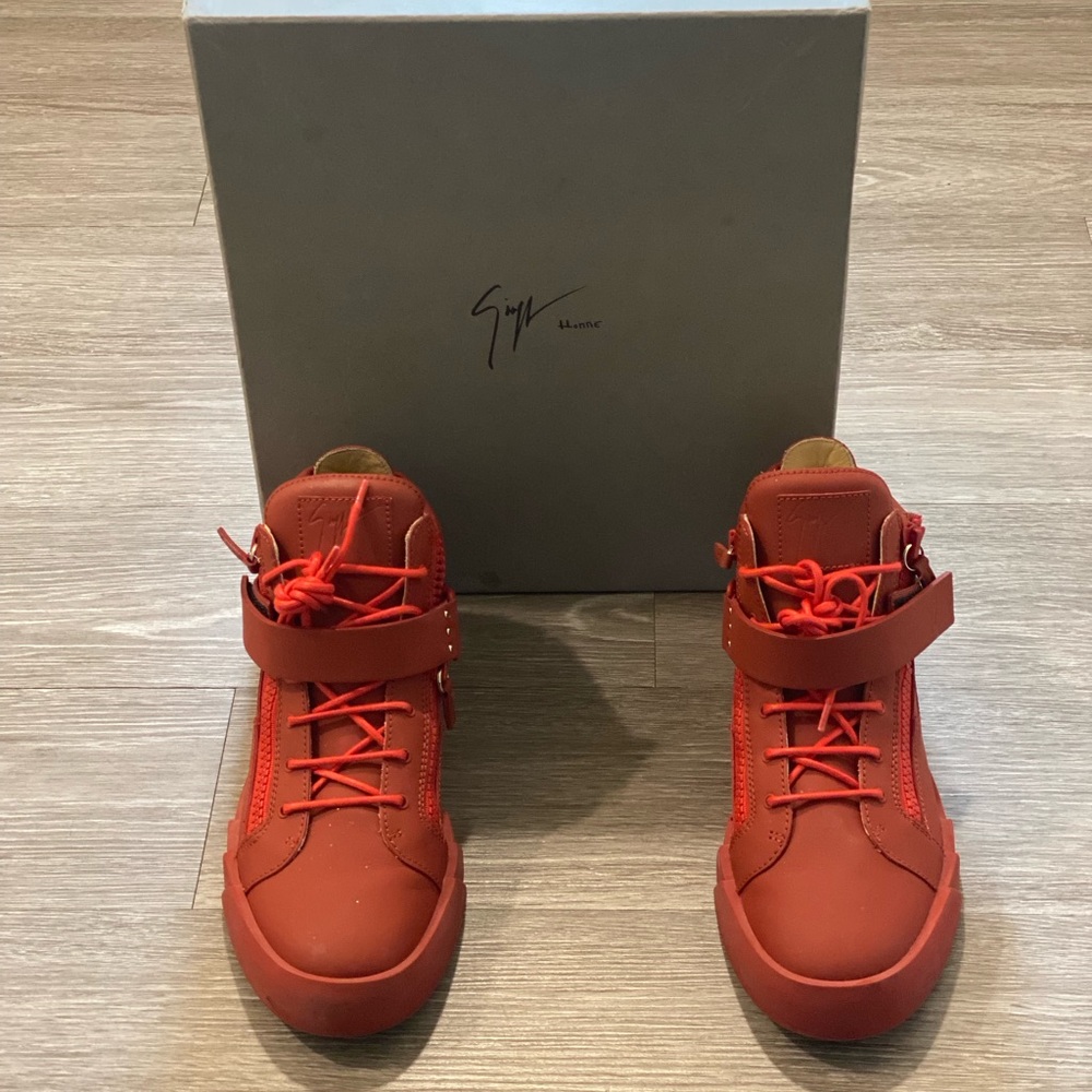 Giuseppe Zanotti Red High-Top Sneakers Leather Minimalist Design